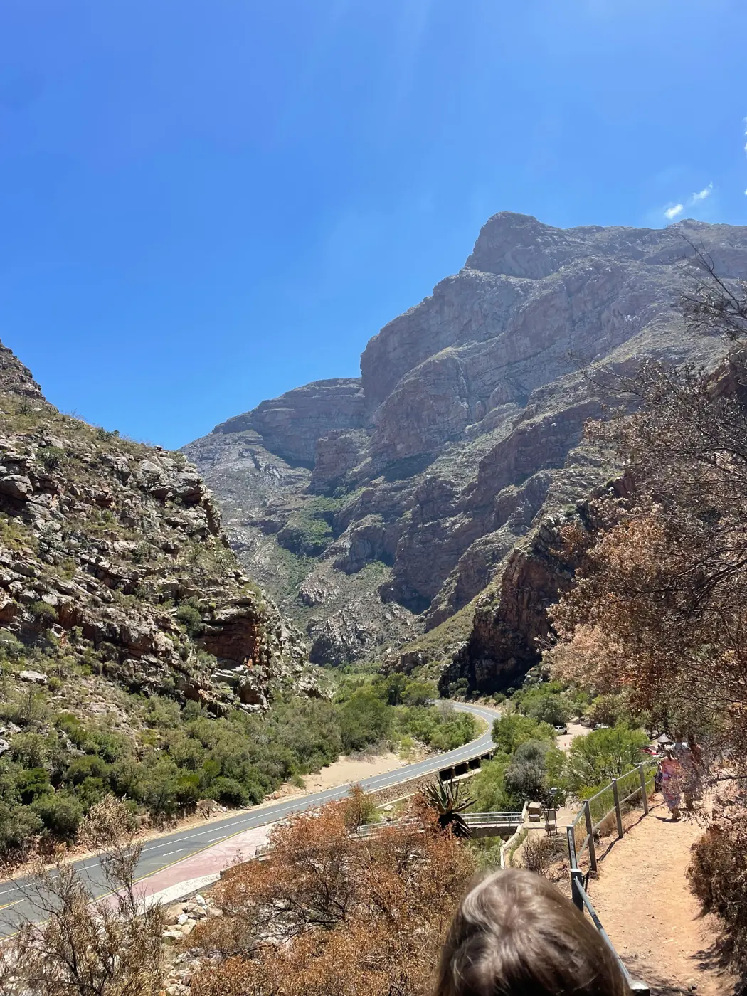Red sandstone cliffs of Meiringspoort near De Rust, Western Cape